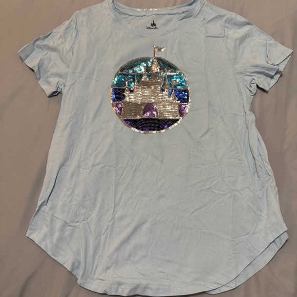 Tops - Light Blue Sequin Cinderella Castle Women's Top Walt Disney World